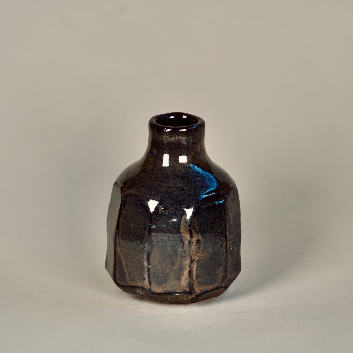 Faceted Tenmoku Bottle Vase